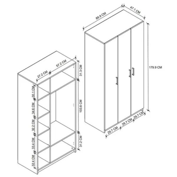 Dulap Nex Home 26-02-01 90 x 47 x 180 / PAL / White photo 5