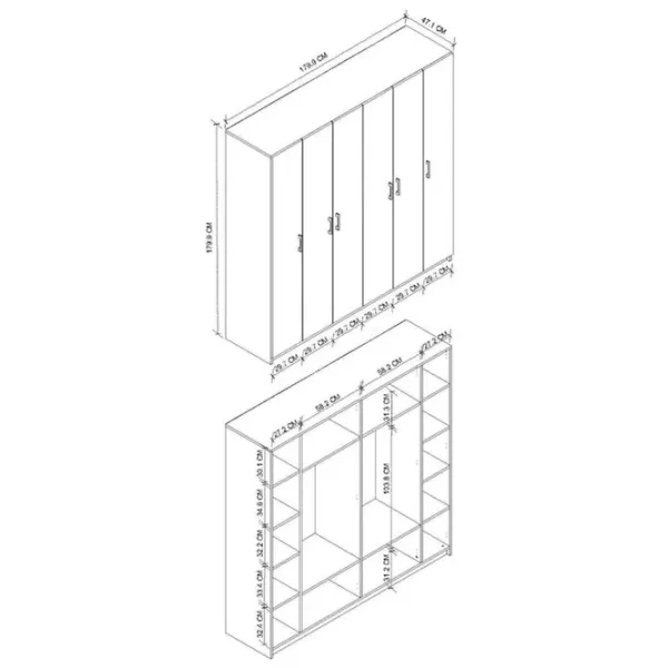 Шкаф Nex Home 26-03-01 180 x 47см x 180 / ЛДСП / White photo 3 Шкаф Nex Home 26-03-01 180 x 47см x 180 / ЛДСП / White photo 3