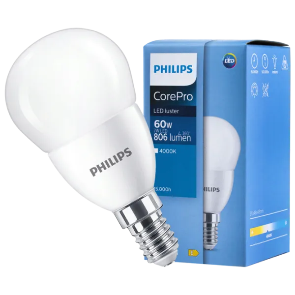 Лампочка светодиодная Philips CorePro LEDlustre 929002973302 E14 / 7 Вт / 4000 K / / White photo 2 Лампочка светодиодная Philips CorePro LEDlustre 929002973302 E14 / 7 Вт / 4000 K / / White photo 2
