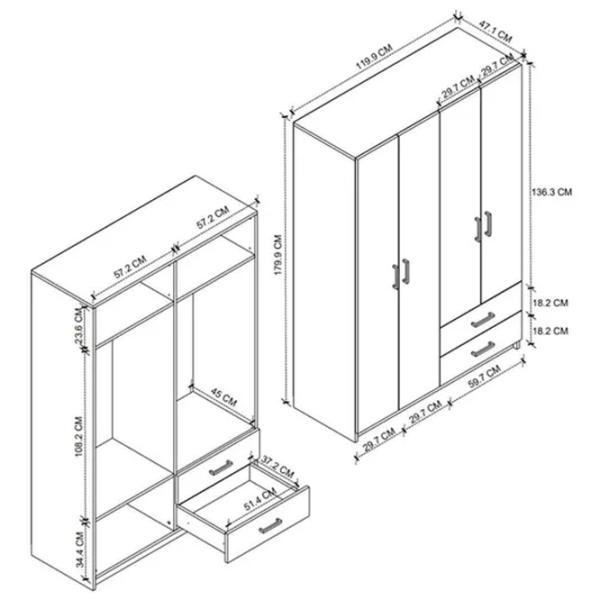 Dulap Nex Home 26-01-01 120 x 47 x 180 / PAL / White photo 4