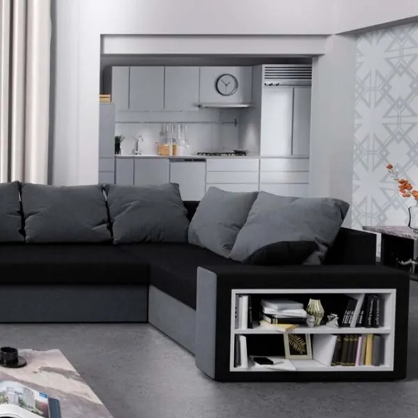 Canapea de colț Space Meble Dallas Right Mikrofaza 15/Mikrofaza 27 (5597147) Microfibră / Black-Silver photo 4