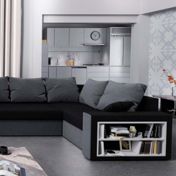 Canapea de colț Space Meble Dallas Right Mikrofaza 15/Mikrofaza 27 (5597147) Microfibră / Black-Silver photo 4