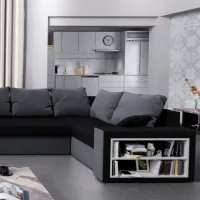 Угловой диван Space Meble Dallas Right Mikrofaza 15/Mikrofaza 27 (5597147) Микрофибра / Черный-Серый photo 4