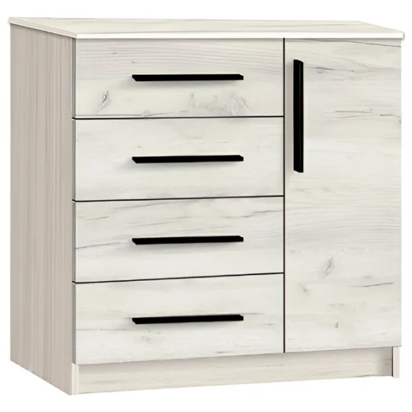 Comodă Modern Kenon 4+1S 88 x 95 x 38 / PAL / Stejar Craft Alb photo 1
