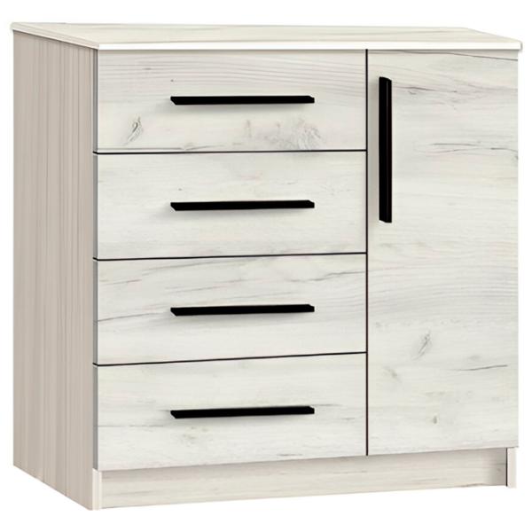 Comodă Modern Kenon 4+1S 88 x 95 x 38 / PAL / Stejar Craft Alb photo 1
