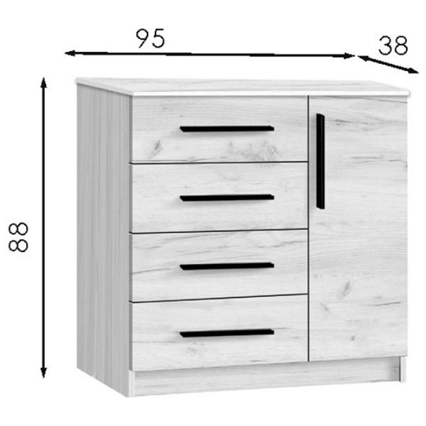 Comodă Modern Kenon 4+1S 88 x 95 x 38 / PAL / Stejar Craft Alb photo 3