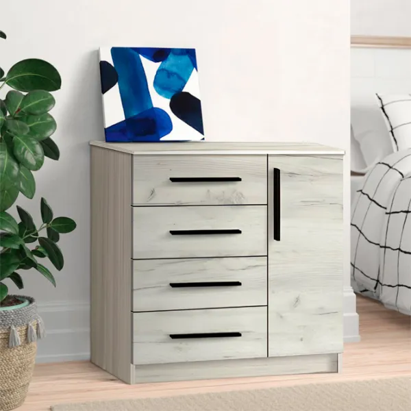 Comodă Modern Kenon 4+1S 88 x 95 x 38 / PAL / Stejar Craft Alb photo 4