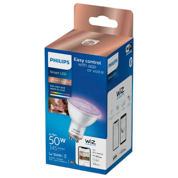 Bec inteligent LED Philips Spot WIZ 929002448421 GU10 / 4.7 W / 2200 K / / RGB photo 2