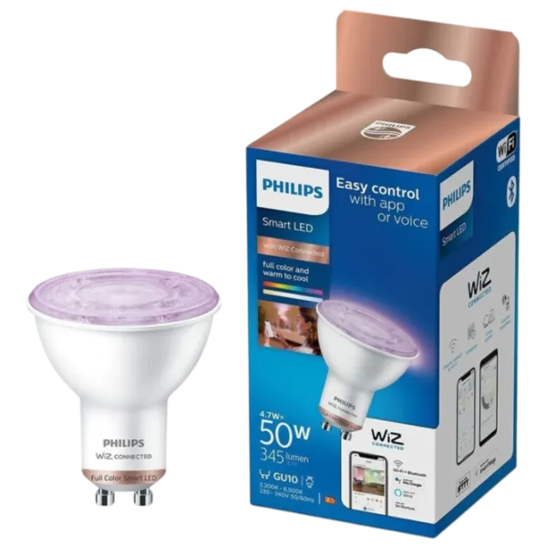 Bec inteligent LED Philips Spot WIZ 929002448421 GU10 / 4.7 W / 2200 K / / RGB photo 3