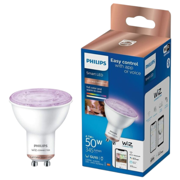 Bec inteligent LED Philips Spot WIZ 929002448421 GU10 / 4.7 W / 2200 K / / RGB photo 3
