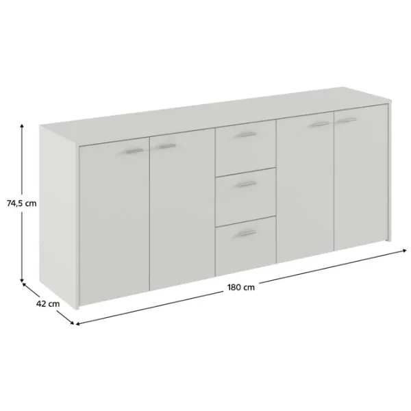 Комод Tempo Kondela Hugos 74.5 x 180 x 42см / ЛДСП / Белый photo 3