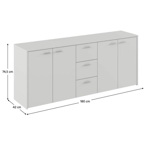 Комод Tempo Kondela Hugos 74.5 x 180 x 42см / ЛДСП / Белый photo 3