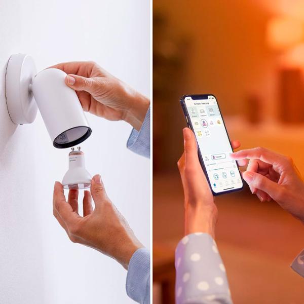 Bec inteligent LED Philips Spot WIZ 929002448121 GU10 / 4.7 W / 2700 K / / White photo 6 Bec inteligent LED Philips Spot WIZ 929002448121 GU10 / 4.7 W / 2700 K / / White photo 6