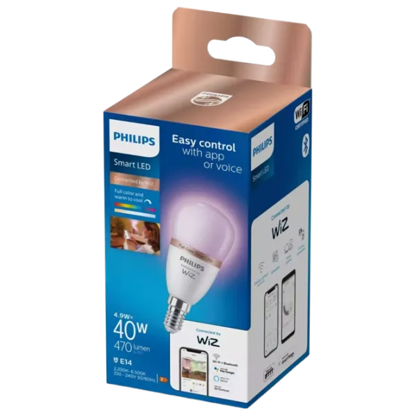 Умная лампочка светодиодная Philips RGB WIZ 929002448421 E14 / 4.9 Вт / 2200 К / / RGB photo 2 Умная лампочка светодиодная Philips RGB WIZ 929002448421 E14 / 4.9 Вт / 2200 К / / RGB photo 2