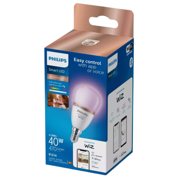 Умная лампочка светодиодная Philips RGB WIZ 929002448421 E14 / 4.9 Вт / 2200 К / / RGB photo 2 Умная лампочка светодиодная Philips RGB WIZ 929002448421 E14 / 4.9 Вт / 2200 К / / RGB photo 2