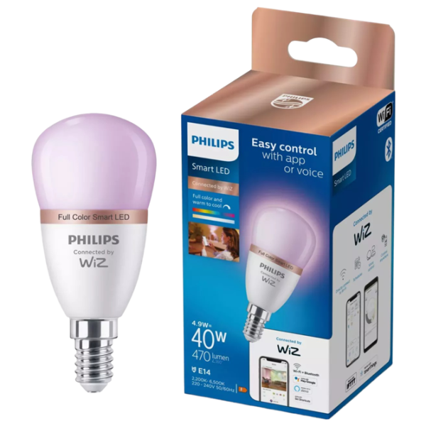 Умная лампочка светодиодная Philips RGB WIZ 929002448421 E14 / 4.9 Вт / 2200 К / / RGB photo 3 Умная лампочка светодиодная Philips RGB WIZ 929002448421 E14 / 4.9 Вт / 2200 К / / RGB photo 3