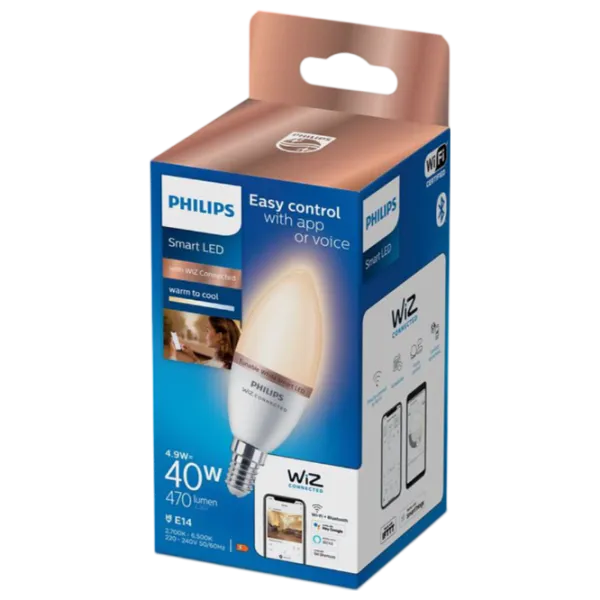 Умная лампочка светодиодная Philips Candle WIZ 929002448721 E14 / 4.9 Вт / 6500 К / / RGB photo 2 Умная лампочка светодиодная Philips Candle WIZ 929002448721 E14 / 4.9 Вт / 6500 К / / RGB photo 2