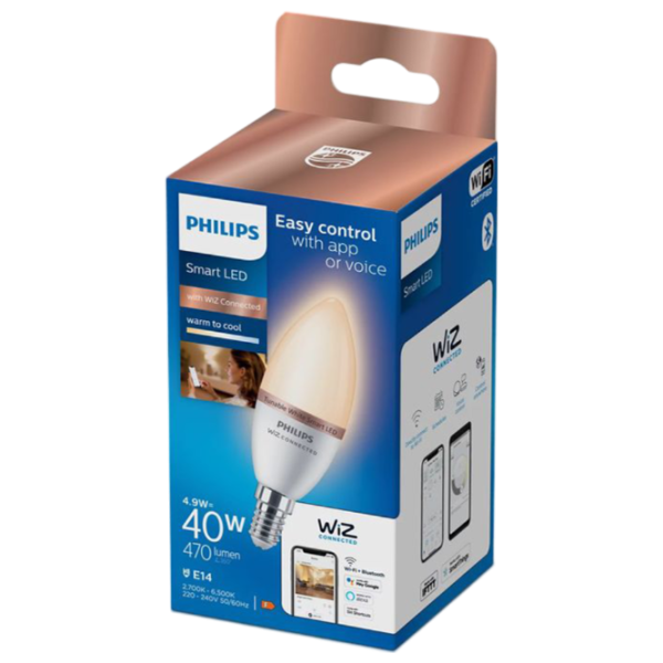 Умная лампочка светодиодная Philips Candle WIZ 929002448721 E14 / 4.9 Вт / 6500 К / / RGB photo 2 Умная лампочка светодиодная Philips Candle WIZ 929002448721 E14 / 4.9 Вт / 6500 К / / RGB photo 2