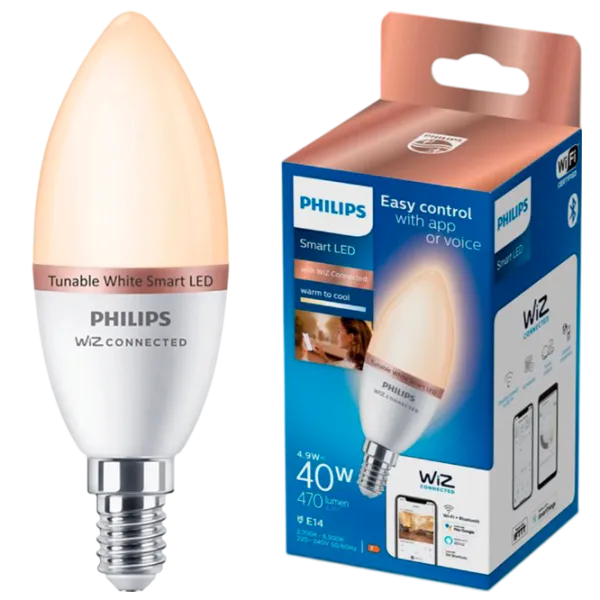 Умная лампочка светодиодная Philips Candle WIZ 929002448721 E14 / 4.9 Вт / 6500 К / / RGB photo 3 Умная лампочка светодиодная Philips Candle WIZ 929002448721 E14 / 4.9 Вт / 6500 К / / RGB photo 3