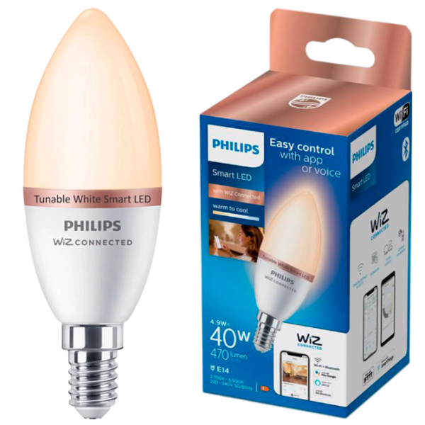 Умная лампочка светодиодная Philips Candle WIZ 929002448721 E14 / 4.9 Вт / 6500 К / / RGB photo 3 Умная лампочка светодиодная Philips Candle WIZ 929002448721 E14 / 4.9 Вт / 6500 К / / RGB photo 3