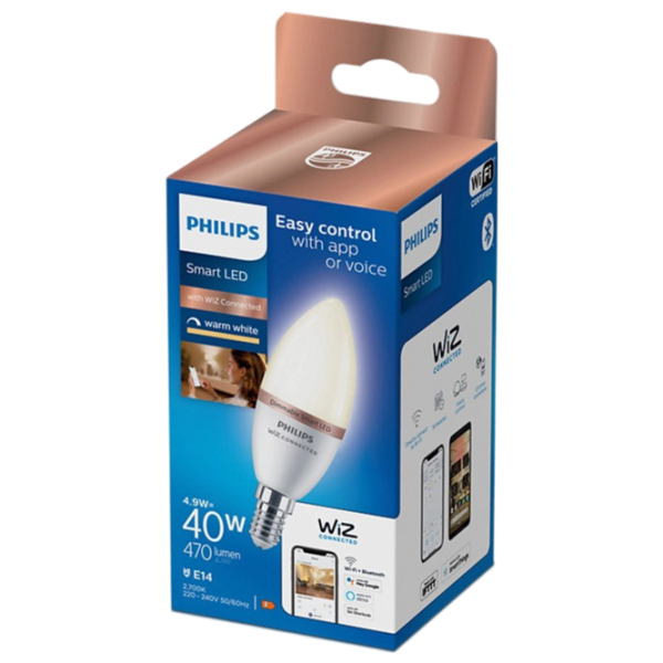 Умная лампочка светодиодная Philips Candle WIZ 929002448521 E14 / 4.9 Вт / 2700 K / / RGB photo 2 Умная лампочка светодиодная Philips Candle WIZ 929002448521 E14 / 4.9 Вт / 2700 K / / RGB photo 2