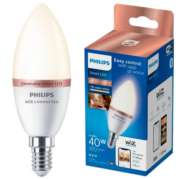 Умная лампочка светодиодная Philips Candle WIZ 929002448521 E14 / 4.9 Вт / 2700 K / / RGB photo 3 Умная лампочка светодиодная Philips Candle WIZ 929002448521 E14 / 4.9 Вт / 2700 K / / RGB photo 3