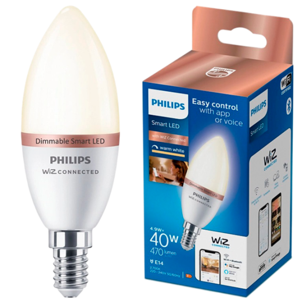 Умная лампочка светодиодная Philips Candle WIZ 929002448521 E14 / 4.9 Вт / 2700 K / / RGB photo 3 Умная лампочка светодиодная Philips Candle WIZ 929002448521 E14 / 4.9 Вт / 2700 K / / RGB photo 3