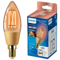 Bec inteligent LED cu filament Philips Candle Filament WIZ 929003017721 E14 / 4.9 W / 2000 K / / Yellow photo 3