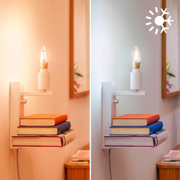 Умная лампочка светодиодная филаментная Philips Candle Filament WIZ 929003017621 E14 / 4.9 Вт / 6500 К / / Yellow photo 4 Умная лампочка светодиодная филаментная Philips Candle Filament WIZ 929003017621 E14 / 4.9 Вт / 6500 К / / Yellow photo 4