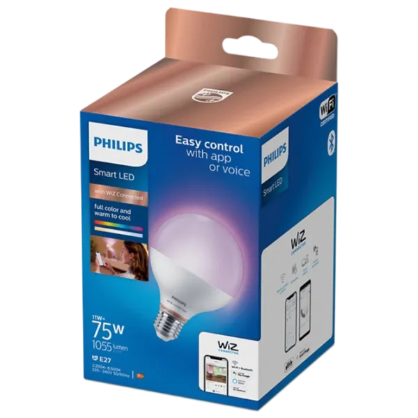 Умная лампочка светодиодная Philips RGB WIZ 929002383921 E27 / 11 Вт / 2200 К / / RGB photo 3 Умная лампочка светодиодная Philips RGB WIZ 929002383921 E27 / 11 Вт / 2200 К / / RGB photo 3