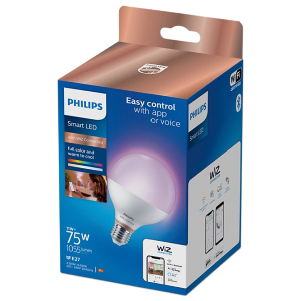 Умная лампочка светодиодная Philips RGB WIZ 929002383921 E27 / 11 Вт / 2200 К / / RGB photo 3 Умная лампочка светодиодная Philips RGB WIZ 929002383921 E27 / 11 Вт / 2200 К / / RGB photo 3