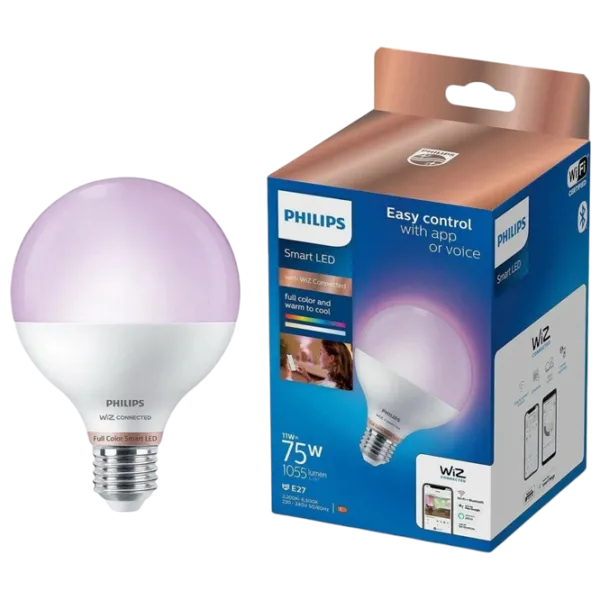 Умная лампочка светодиодная Philips RGB WIZ 929002383921 E27 / 11 Вт / 2200 К / / RGB photo 4 Умная лампочка светодиодная Philips RGB WIZ 929002383921 E27 / 11 Вт / 2200 К / / RGB photo 4