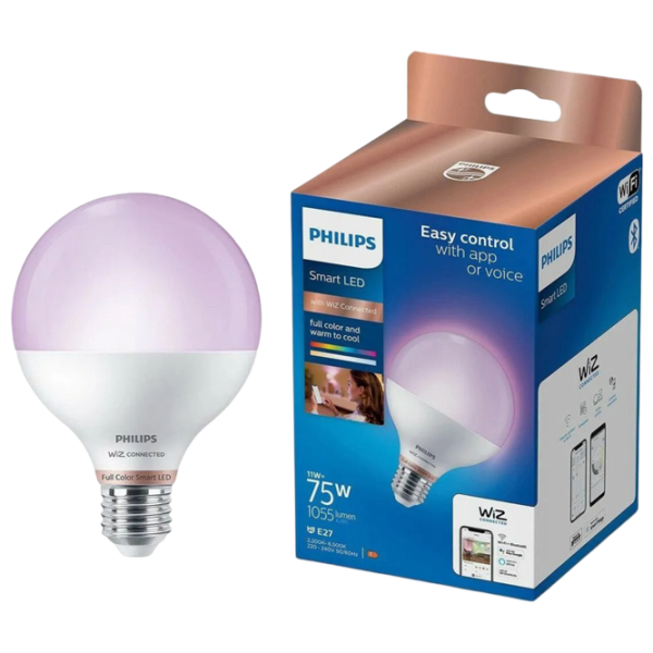 Умная лампочка светодиодная Philips RGB WIZ 929002383921 E27 / 11 Вт / 2200 К / / RGB photo 4 Умная лампочка светодиодная Philips RGB WIZ 929002383921 E27 / 11 Вт / 2200 К / / RGB photo 4