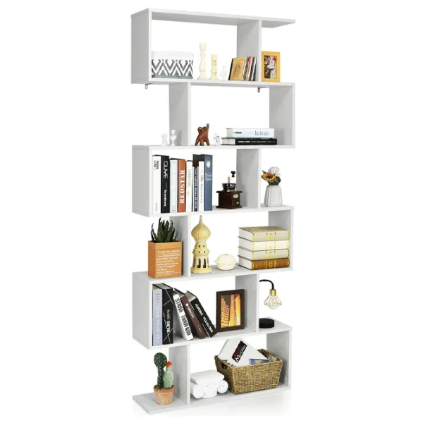 Etajeră Costway CB10344WH  191 x 80 x 23 cm / PAL / White photo 1