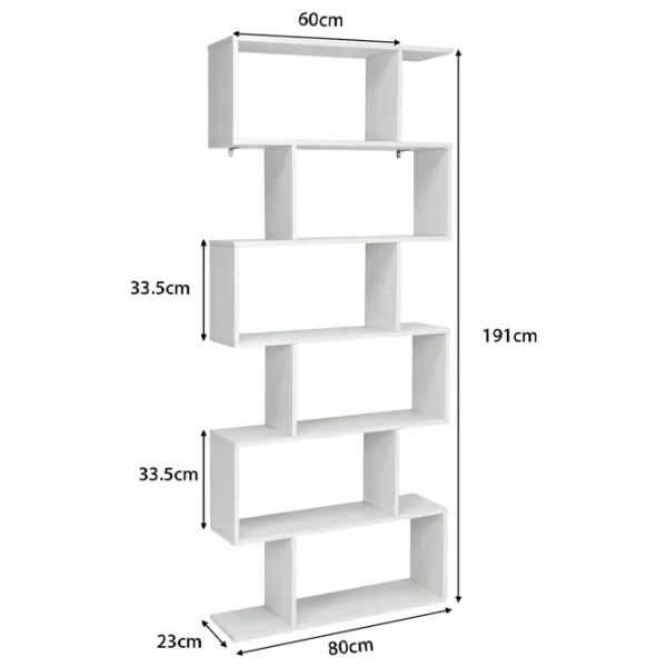 Etajeră Costway CB10344WH  191 x 80 x 23 cm / PAL / White photo 2