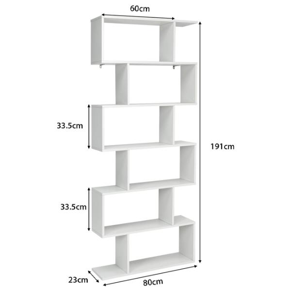 Etajeră Costway CB10344WH  191 x 80 x 23 cm / PAL / White photo 2