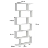 Etajeră Costway CB10344WH 191 x 80 x 23 cm / PAL / White photo 2