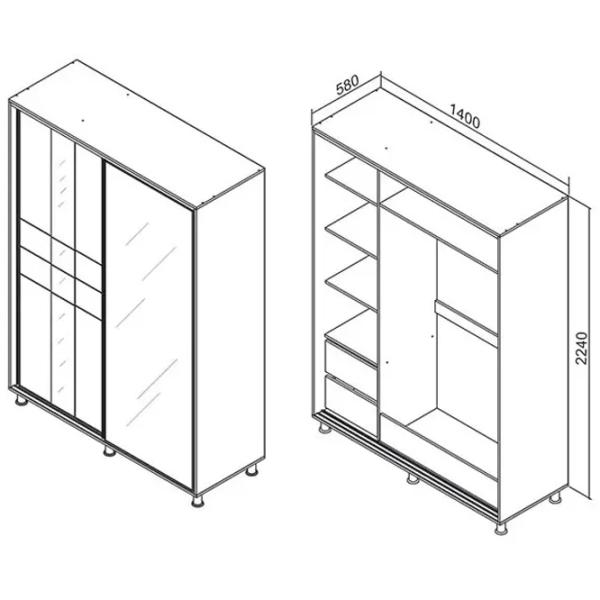 Шкаф Ambianta Rio 140 x 58см x 224 / ЛДСП / White photo 4 Шкаф Ambianta Rio 140 x 58см x 224 / ЛДСП / White photo 4