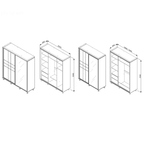 Шкаф Ambianta Rio 140 x 58см x 224 / ЛДСП / Графитовый photo 2 Шкаф Ambianta Rio 140 x 58см x 224 / ЛДСП / Графитовый photo 2