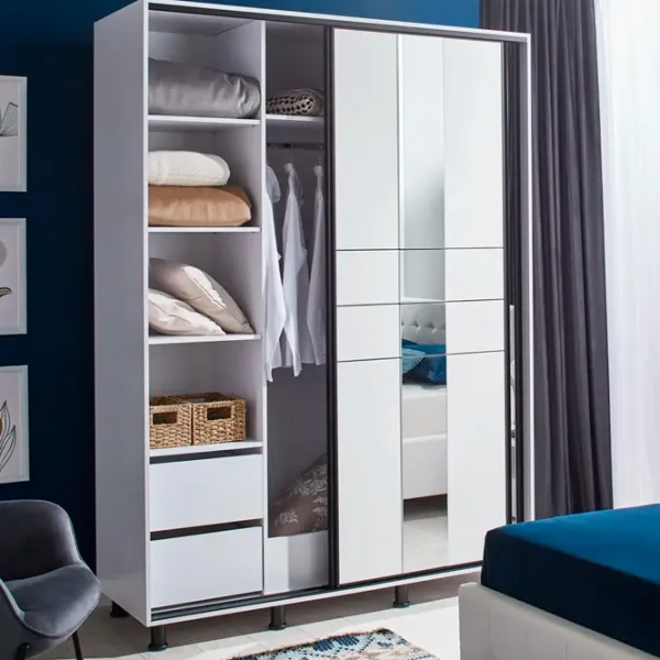 Шкаф Ambianta Rio 160 x 58см x 224 / ЛДСП / White photo 5 Шкаф Ambianta Rio 160 x 58см x 224 / ЛДСП / White photo 5