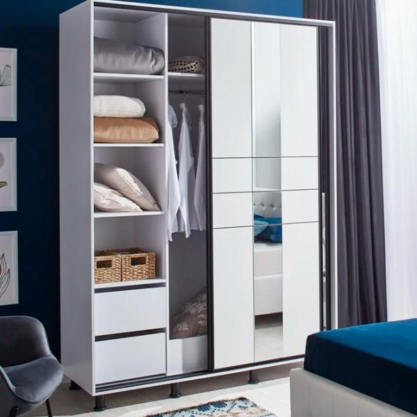 Шкаф Ambianta Rio 160 x 58см x 224 / ЛДСП / White photo 5 Шкаф Ambianta Rio 160 x 58см x 224 / ЛДСП / White photo 5