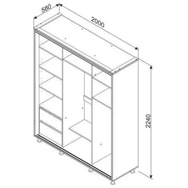 Шкаф Ambianta Rio 200 x 58см x 224 / ЛДСП / Графитовый photo 2 Шкаф Ambianta Rio 200 x 58см x 224 / ЛДСП / Графитовый photo 2