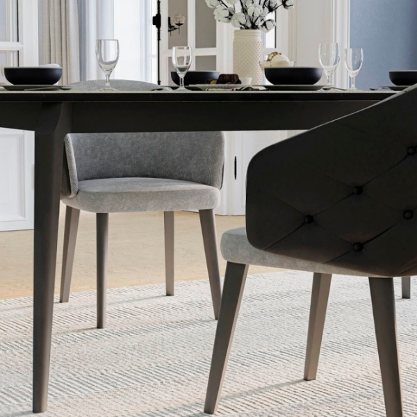 Кухонный стул Dogtas Arora Велюр/ Серый Черный photo 3