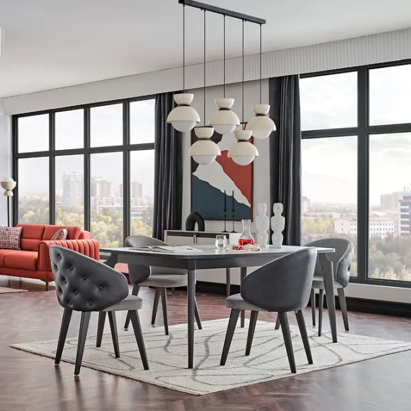 Кухонный стул Dogtas Arora Велюр/ Серый Черный photo 4