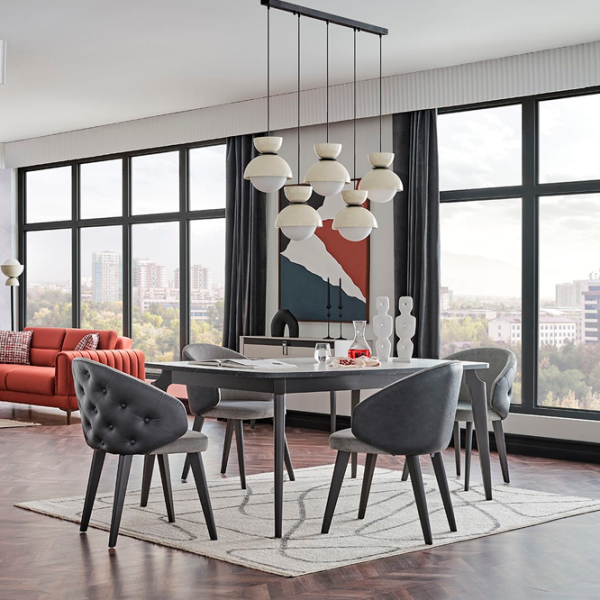 Кухонный стул Dogtas Arora Велюр/ Серый Черный photo 4