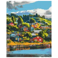 Картина по номерам BrushMe Цветная деревня BS53968 50 x 40 см / Вертикальная