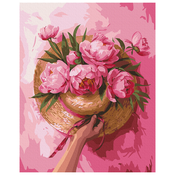 Pictură pe numere BrushMe Pălărie printre flori BS54090 50 x 40 cm / Verticală photo 1