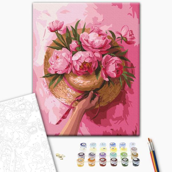 Pictură pe numere BrushMe Pălărie printre flori BS54090 50 x 40 cm / Verticală photo 3