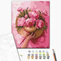Картина по номерам BrushMe Шляпа среди цветов BS54090 50 x 40 см / Вертикальная photo 3