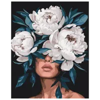 Картина по номерам BrushMe Тайна белых пионов BS54008 50 x 40 см / Вертикальная